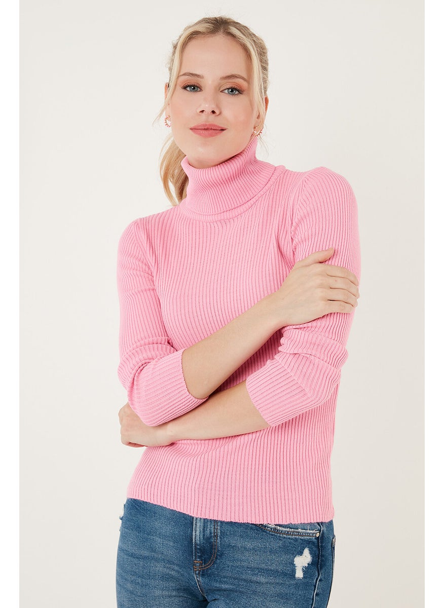 Ribbed Regular Fit Turtleneck Soft Acrylic Sweater Women's Sweater 4614102