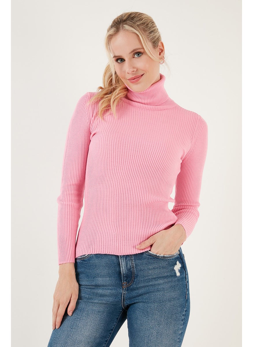 Ribbed Regular Fit Turtleneck Soft Acrylic Sweater Women's Sweater 4614102