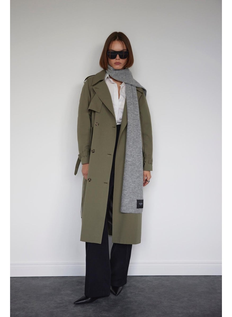 Saud Collection Khaki Classic Belted Trench Coat