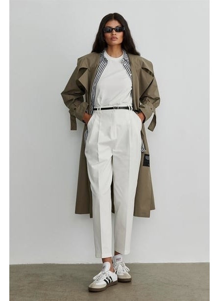 Saud Collection Khaki Metal Buckle Oversize Trench Coat