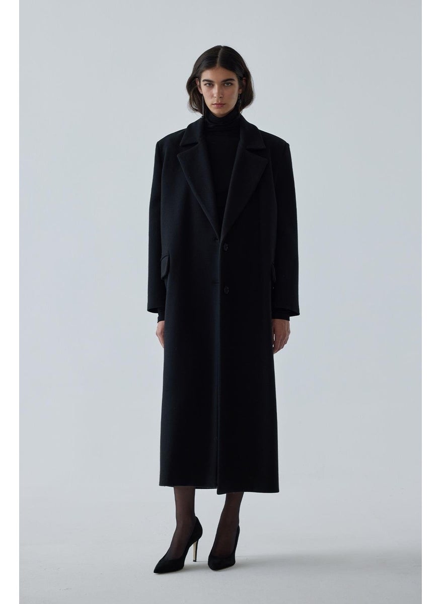 Black Ari Double Breasted Maxi Cashmere Coat