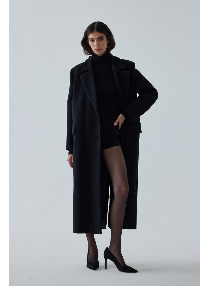 Black Ari Double Breasted Maxi Cashmere Coat