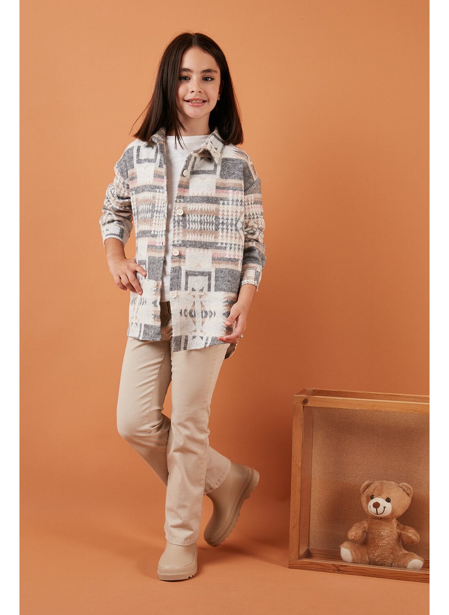 Ethnic Patterned Winter Lumberjack Shirt Girl's Shirt CF24W81785