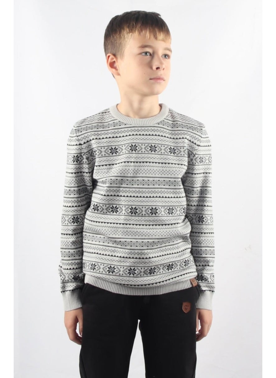 Crew Neck Kids Knitted Sweater C23-7103