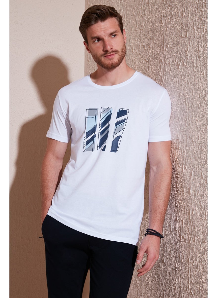 Cotton Slim Fit Crew Neck T Shirt Men's T Shirt 646R7950