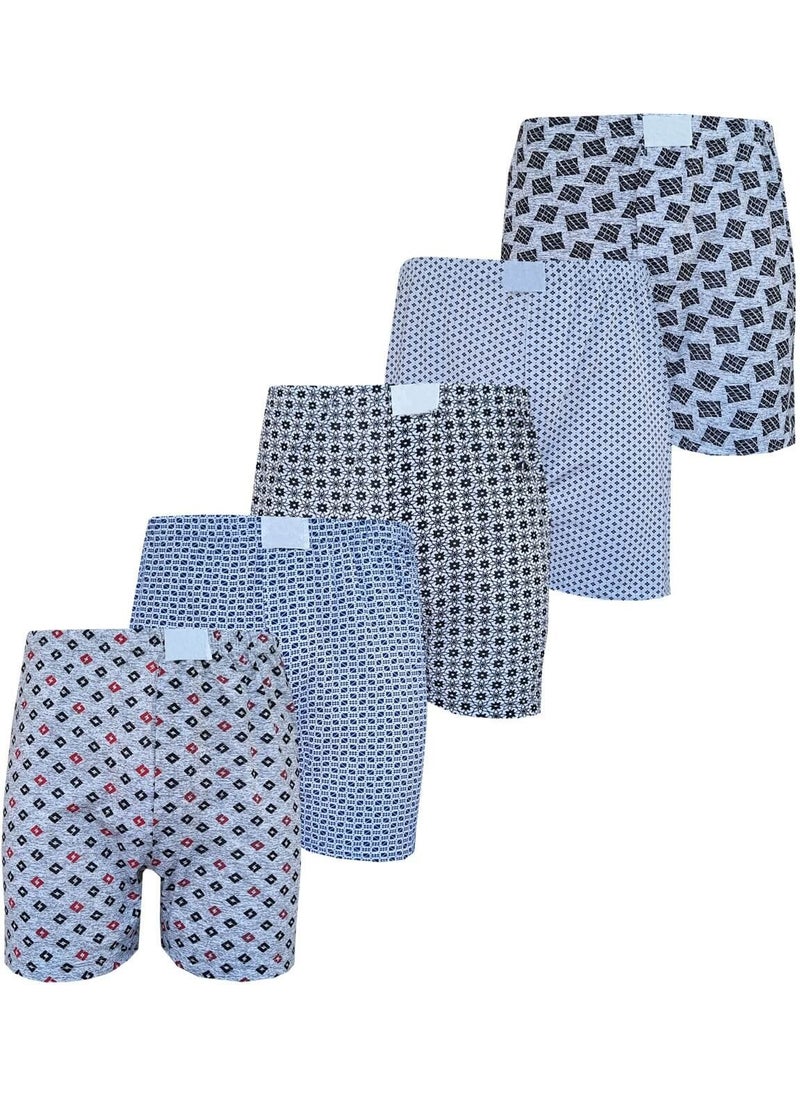 Competing All 5 Pack Men's Patterned Boxers Economical Thin Cotton Long Johns