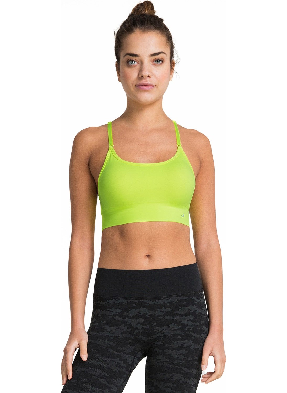 Bluff Adjustable Strap Covered Sports Bra Neon Yellow