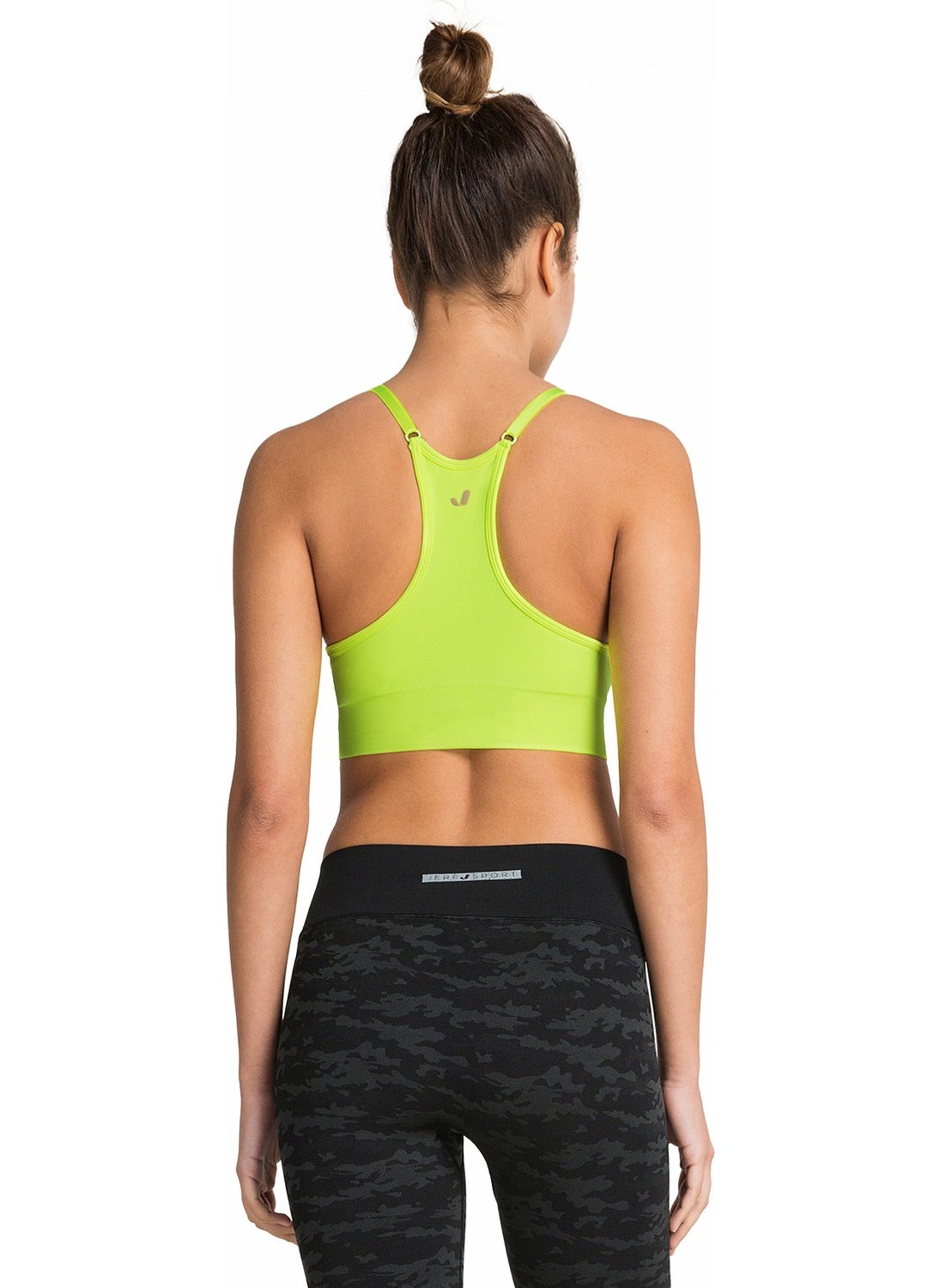 Bluff Adjustable Strap Covered Sports Bra Neon Yellow