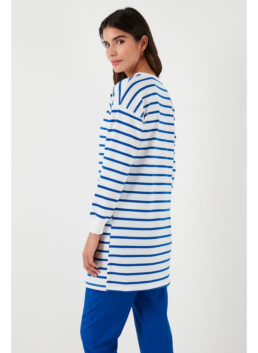 Modest Striped Cotton Regular Fit Crew Neck Tunic Women's Tunic 5865784