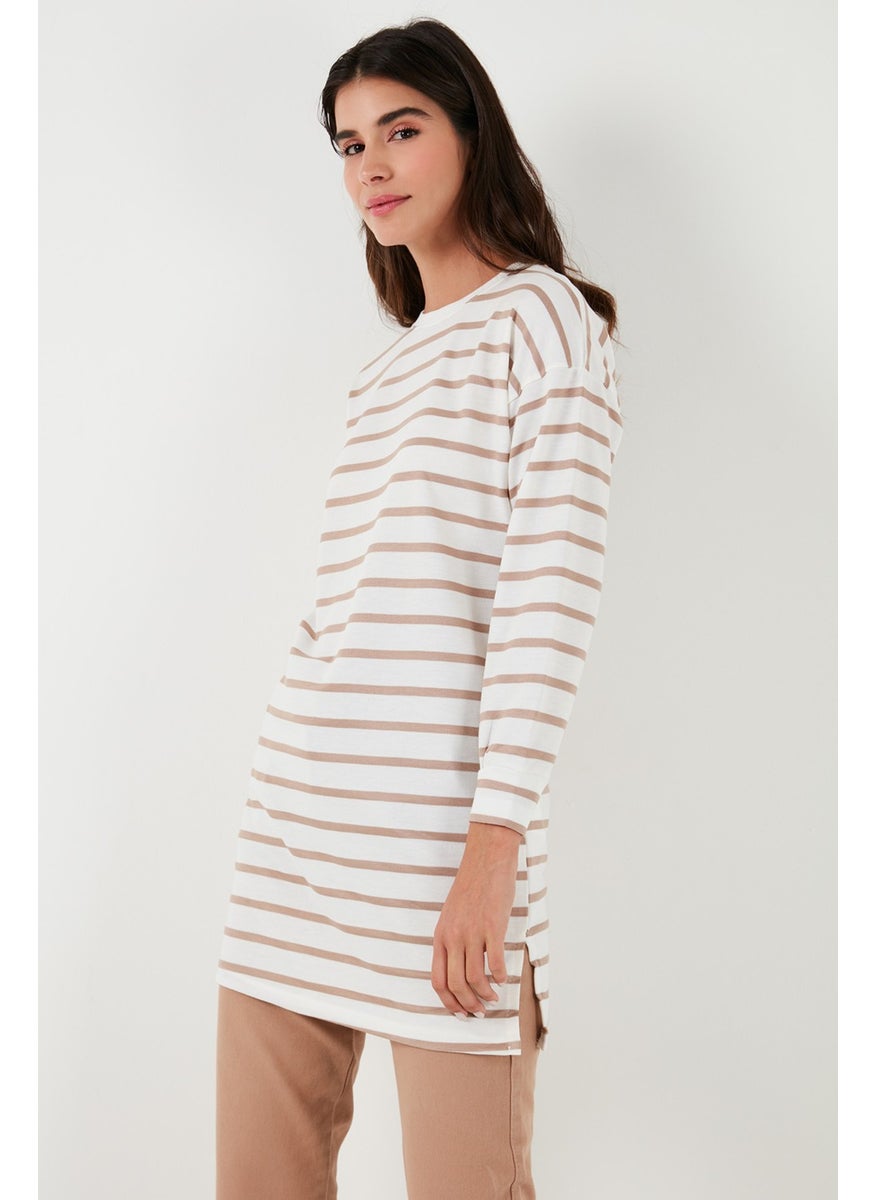 Modest Striped Cotton Regular Fit Crew Neck Tunic Women's Tunic 5865784