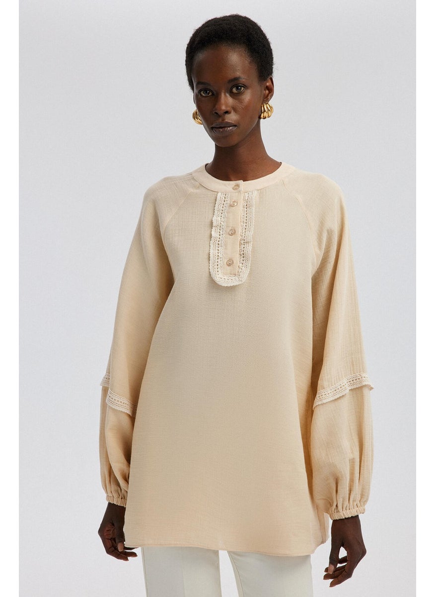 Lace Detailed Muslin Tunic