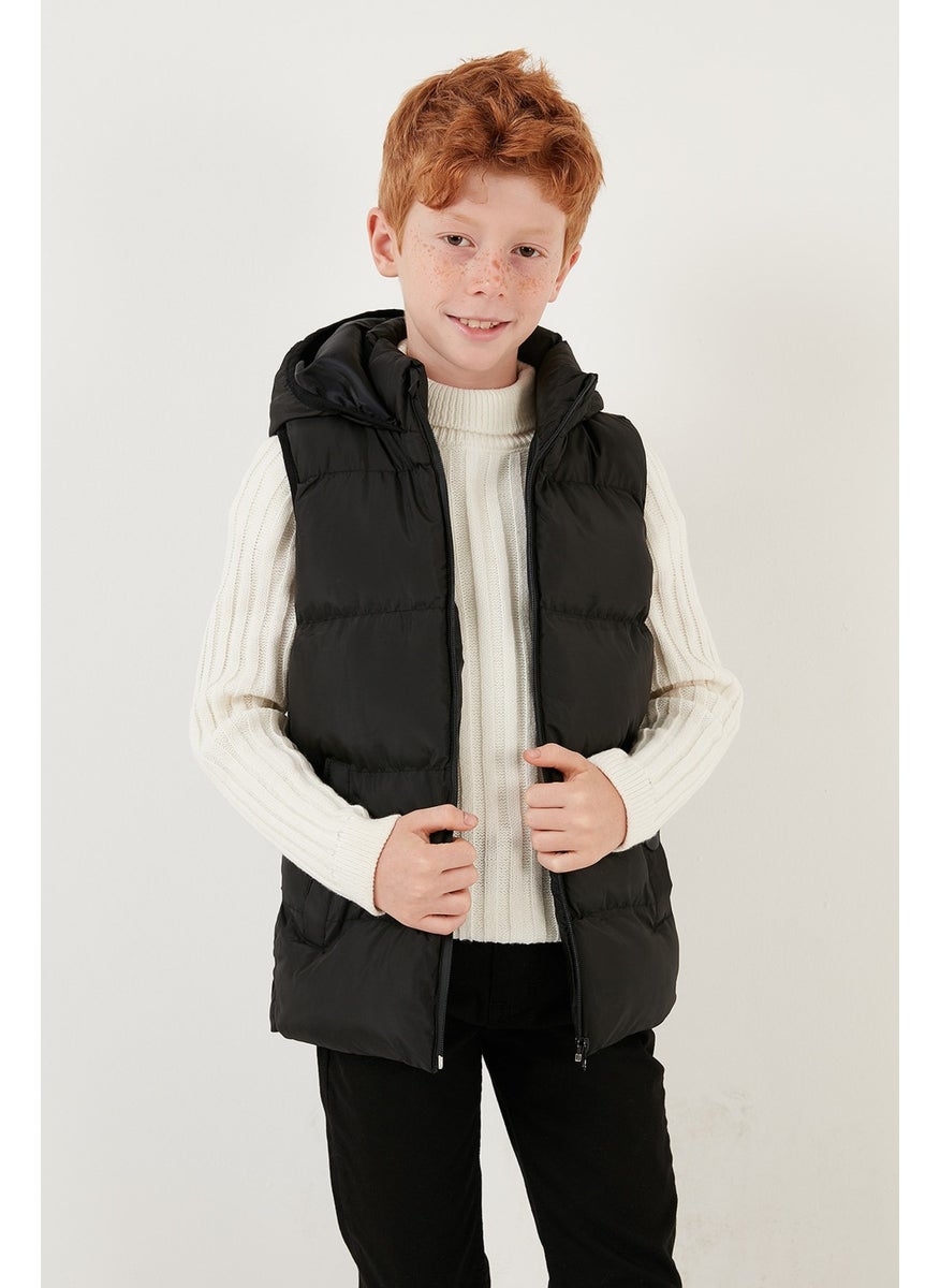 Zippered Hooded Pocket Puffer Vest Unisex Children's Vest 5761983