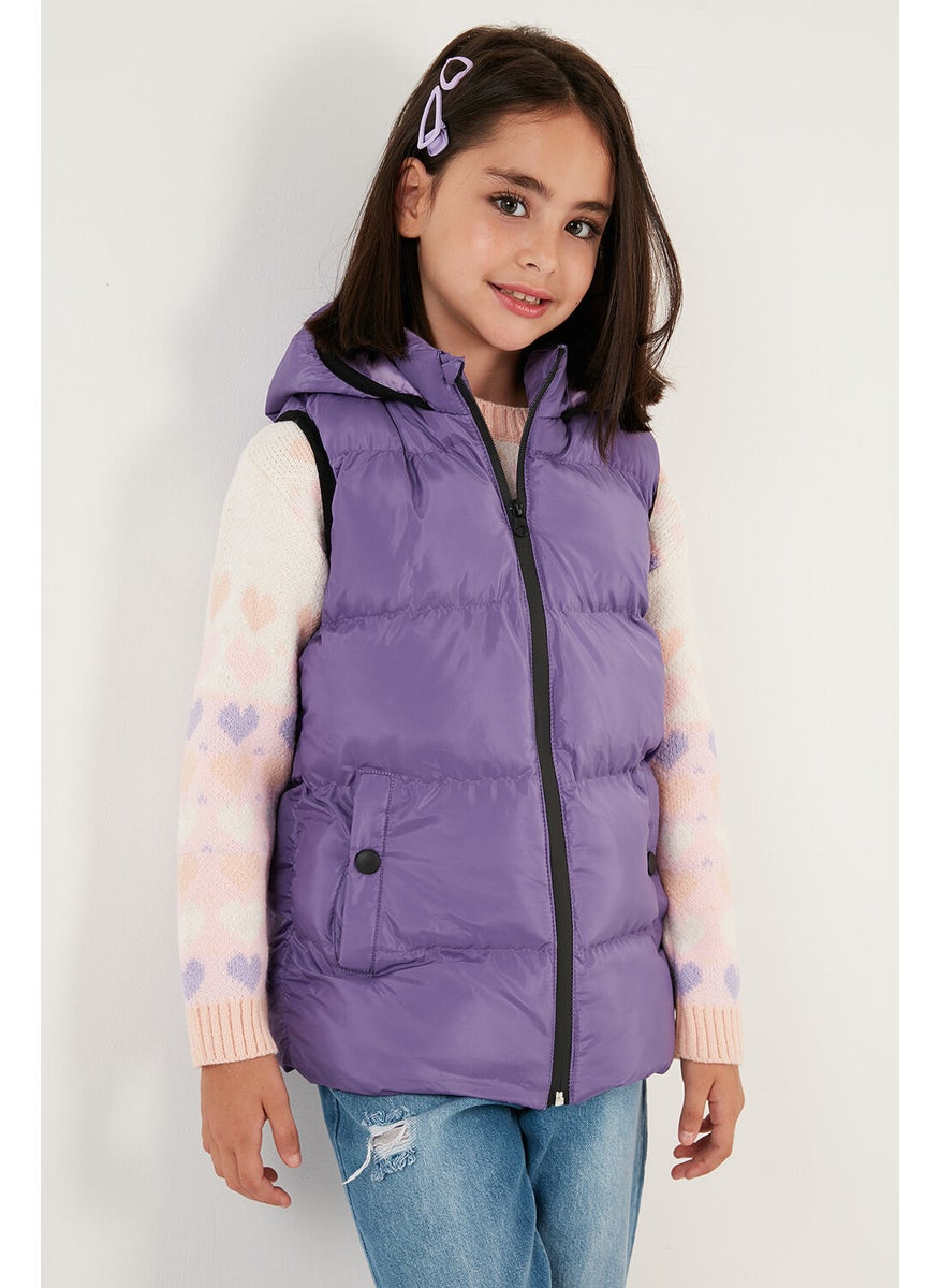 Zippered Hooded Pocket Puffer Vest Children's Vest 5761983