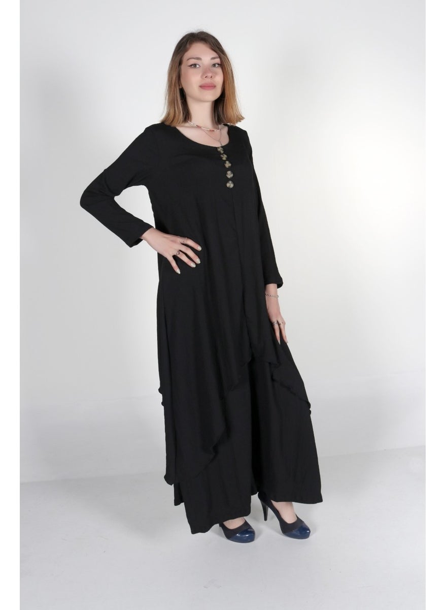 Casual Women's Two-Layer Dress Icsıf225Sıyah4