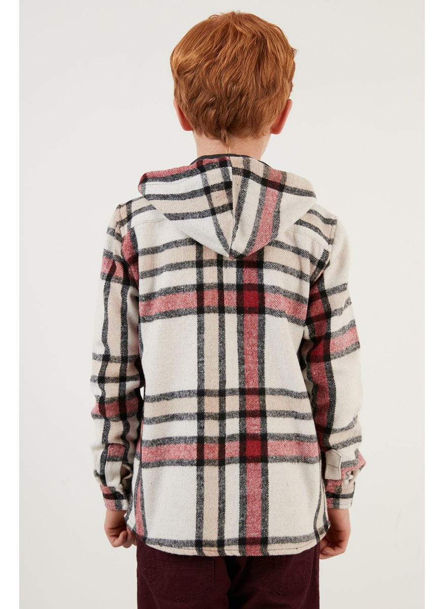 Hooded Pocketed Plaid Lumberjack Shirt Boy's Shirt CF22W814672