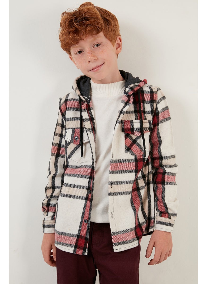 Hooded Pocketed Plaid Lumberjack Shirt Boy's Shirt CF22W814672