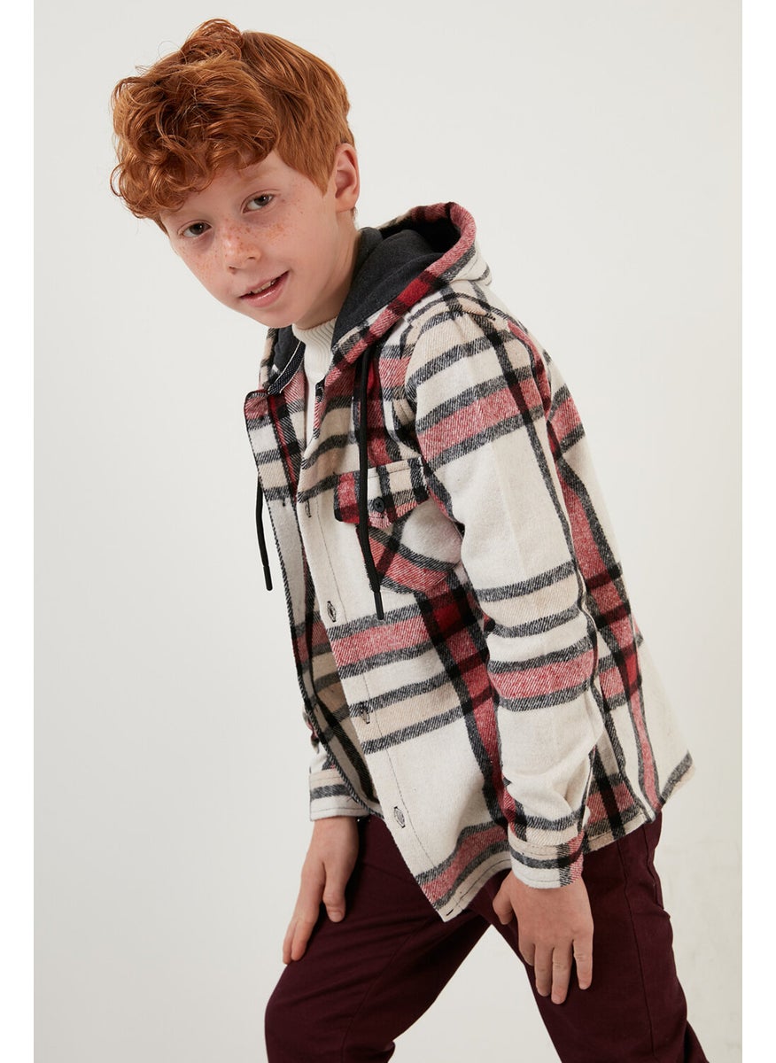 Hooded Pocketed Plaid Lumberjack Shirt Boy's Shirt CF22W814672