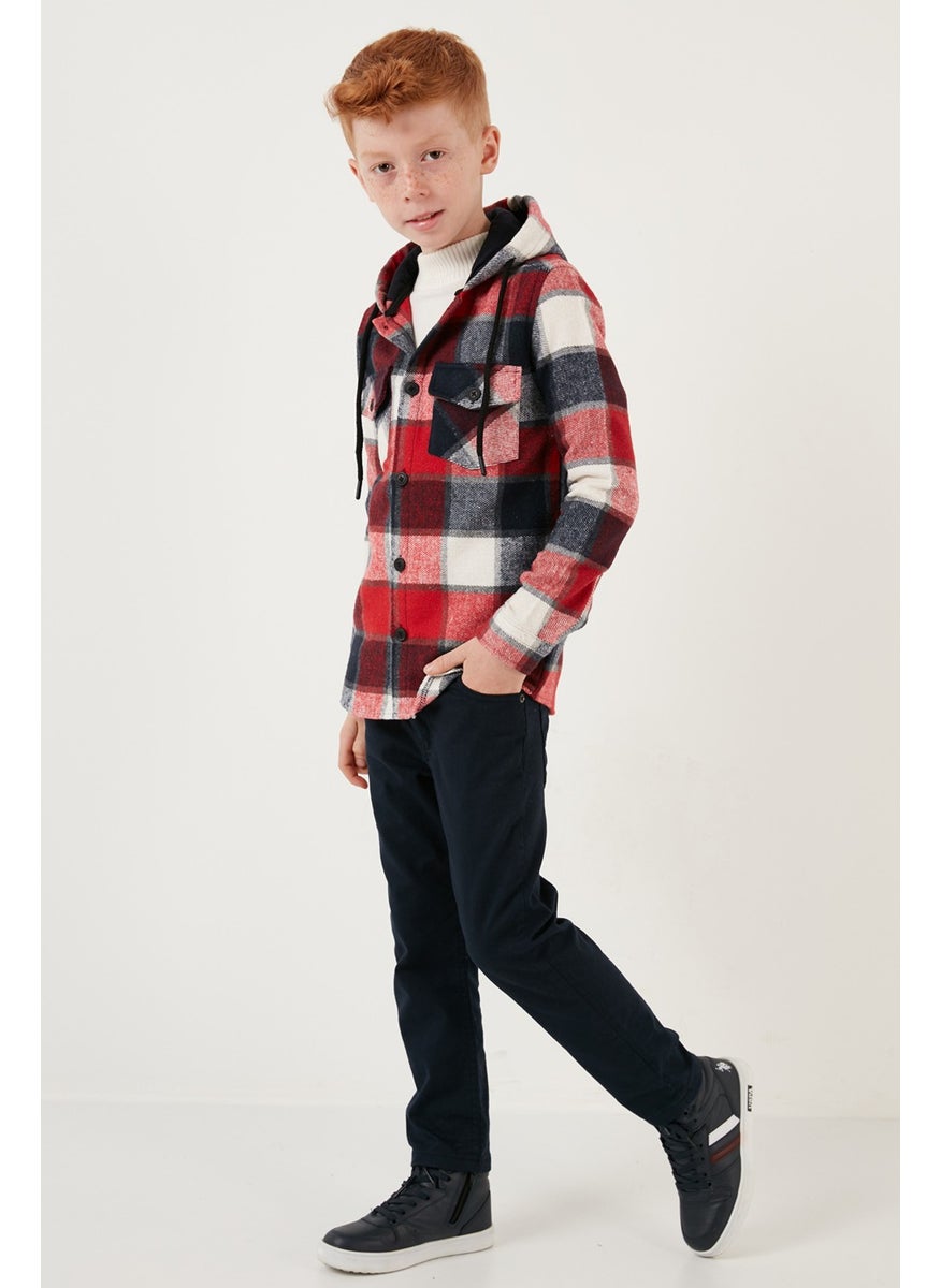 Hooded Double Pocket Plaid Winter Lumberjack Boy Shirt CF24W81778