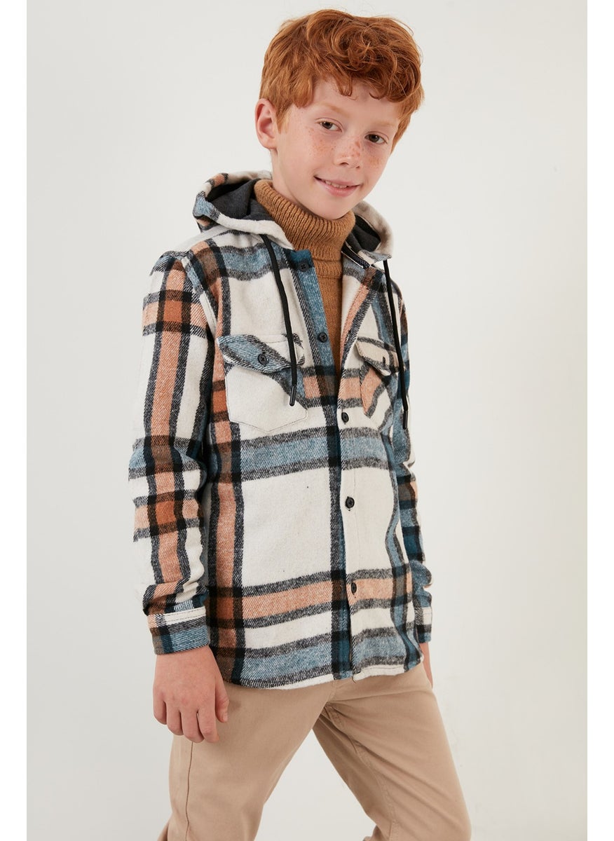 Hooded Pocketed Plaid Lumberjack Shirt Boy's Shirt CF22W814672