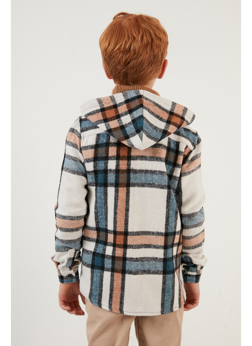 Hooded Pocketed Plaid Lumberjack Shirt Boy's Shirt CF22W814672