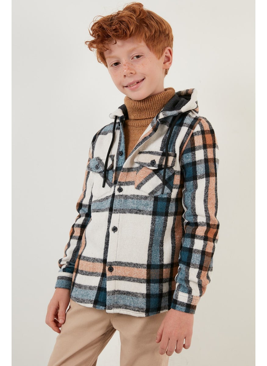 Hooded Pocketed Plaid Lumberjack Shirt Boy's Shirt CF22W814672