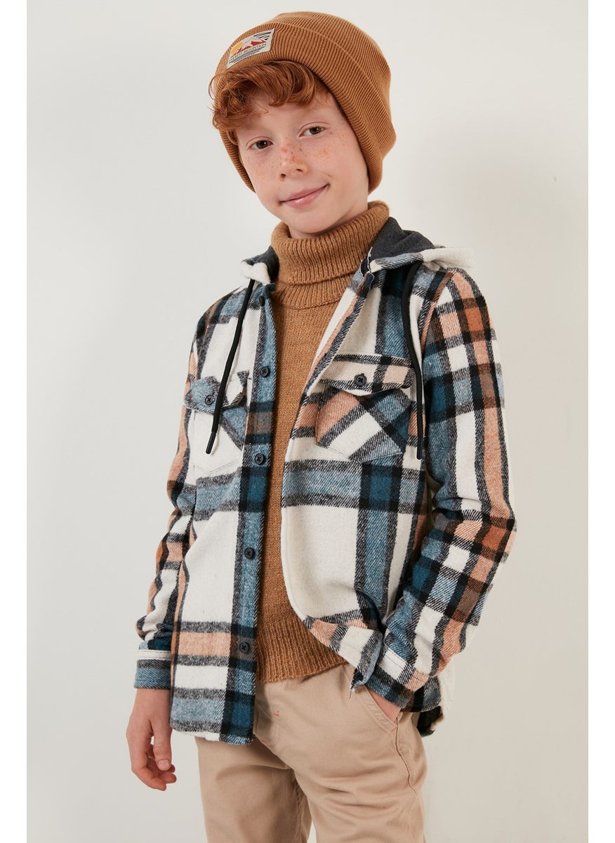 Hooded Pocketed Plaid Lumberjack Shirt Boy's Shirt CF22W814672