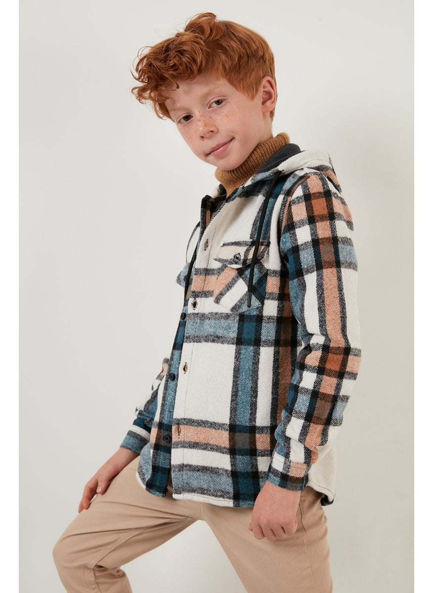 Hooded Pocketed Plaid Lumberjack Shirt Boy's Shirt CF22W814672