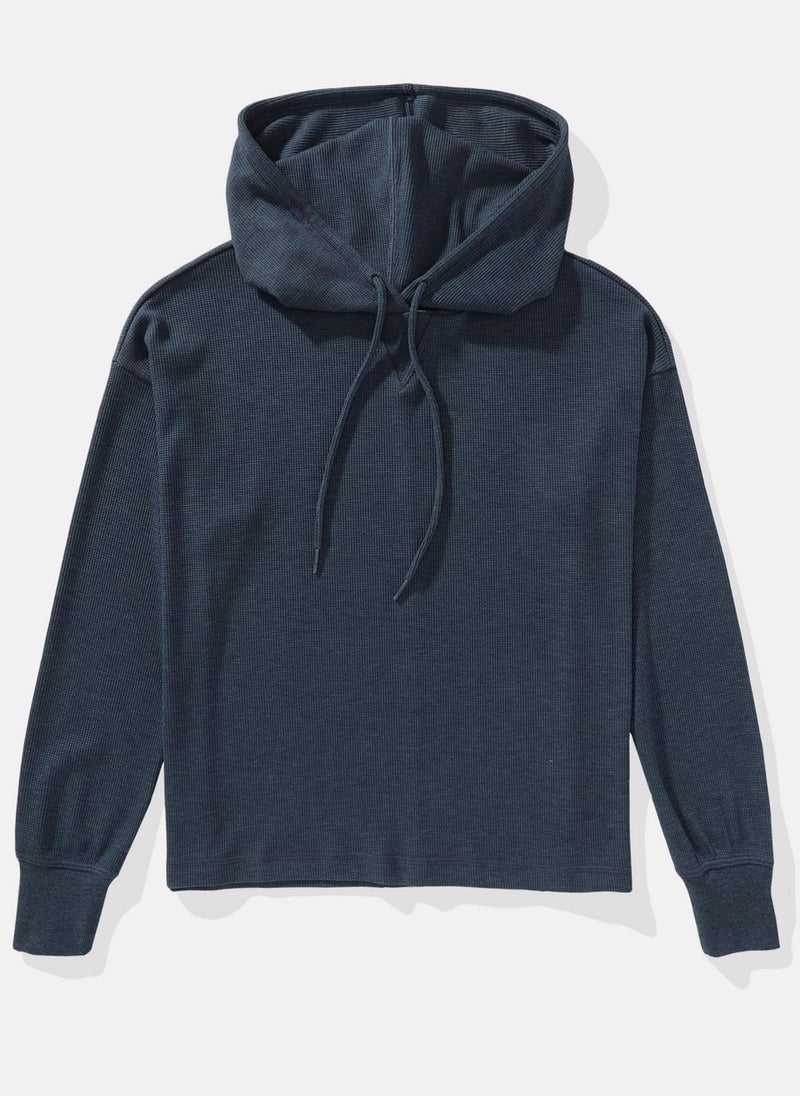 Oversized Waffle Drawstring Hoodie