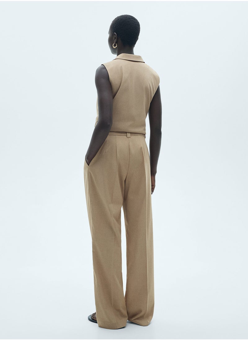 Pleated Straight-Fit Pants