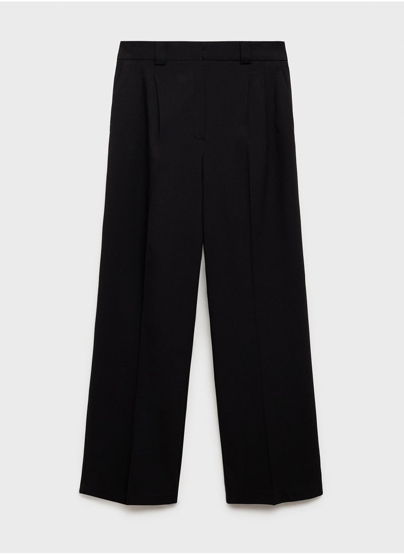 Pleated Straight-Fit Pants