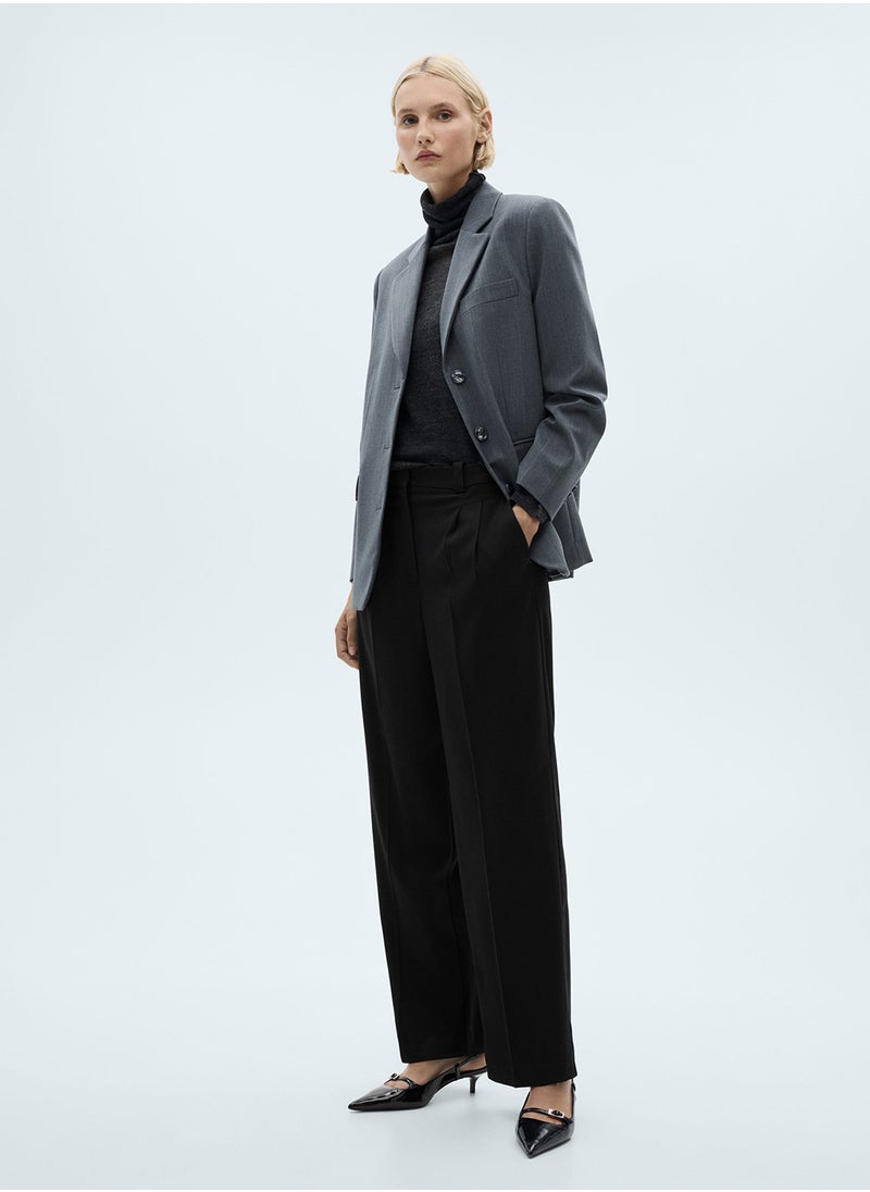 Pleated Straight-Fit Pants