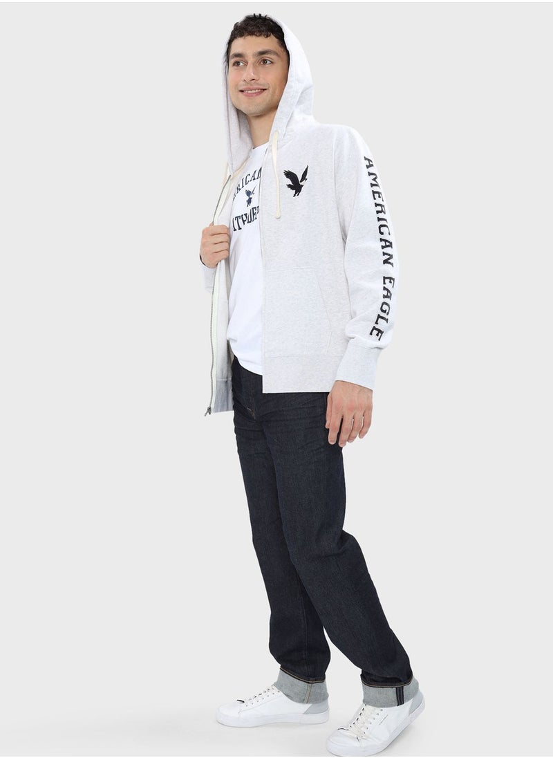 Graphic Zip Through Hoodie