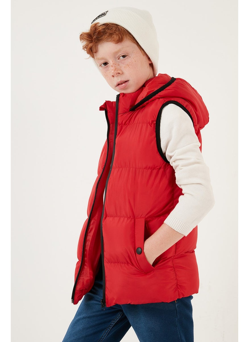 Zippered Hooded Pocket Puffer Vest Unisex Children's Vest 5761983