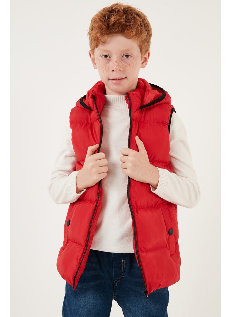 Zippered Hooded Pocket Puffer Vest Unisex Children's Vest 5761983