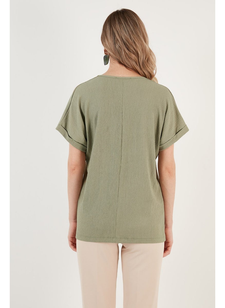 Button Detailed V-Neck Blouse Women's Blouse 5865567