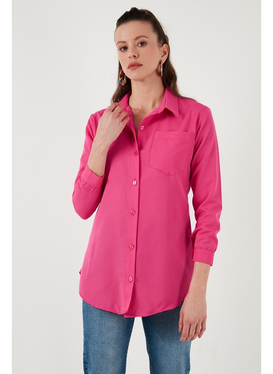 Cotton Regular Fit Single Pocket Shirt Women's Shirt 4613001