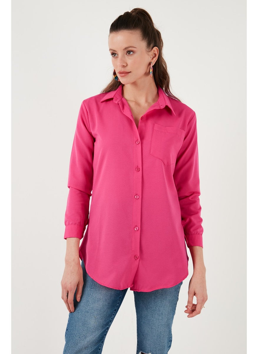 Cotton Regular Fit Single Pocket Shirt Women's Shirt 4613001