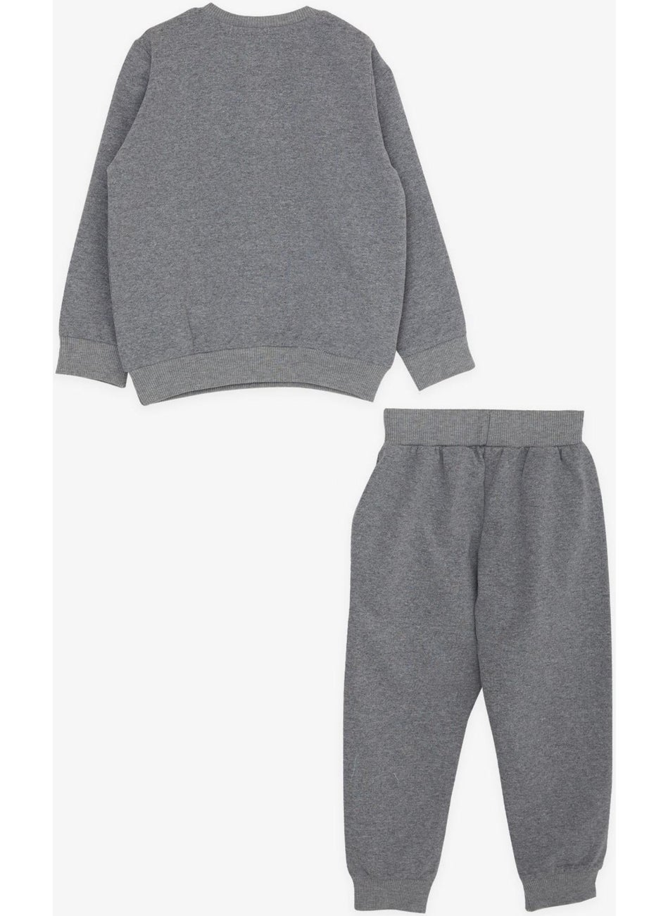 Boy's Tracksuit Set, Colorful Slogan Printed, Age 1-4, Gray