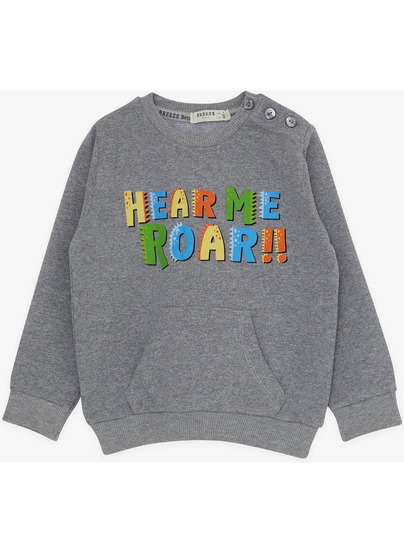 Boy's Tracksuit Set, Colorful Slogan Printed, Age 1-4, Gray