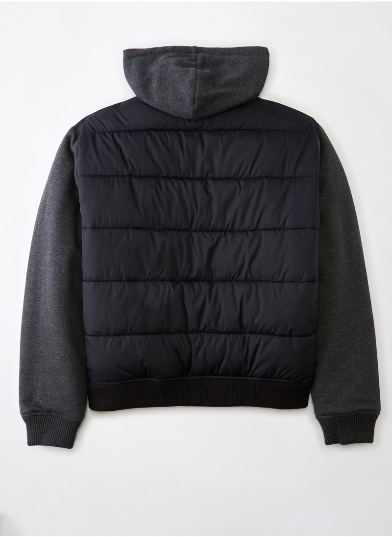 Zip Throgh Bomber Puffer Jacket