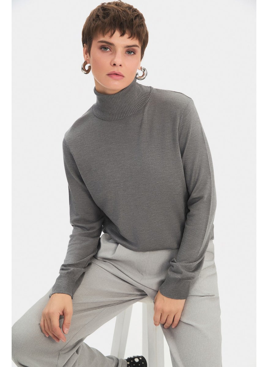 Women's Exclusive Turtleneck Viscose Blend Knitwear Sweater