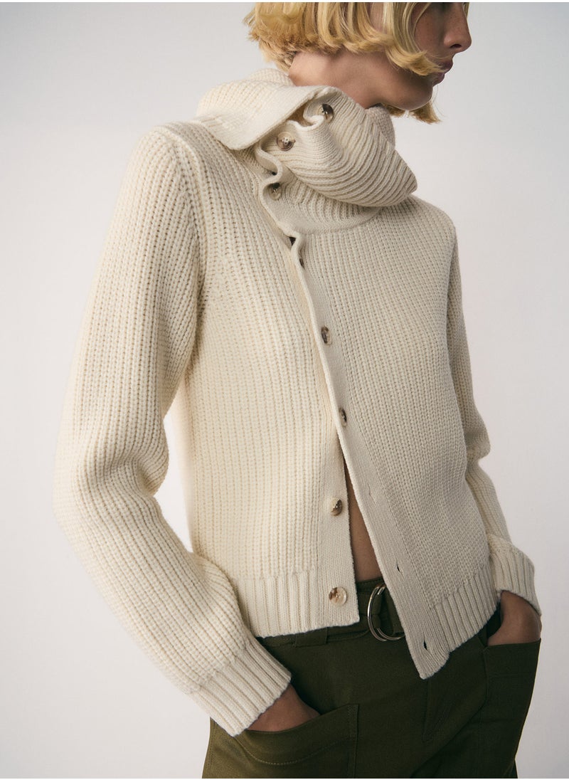 Funnel Neck Buttoned Sweater