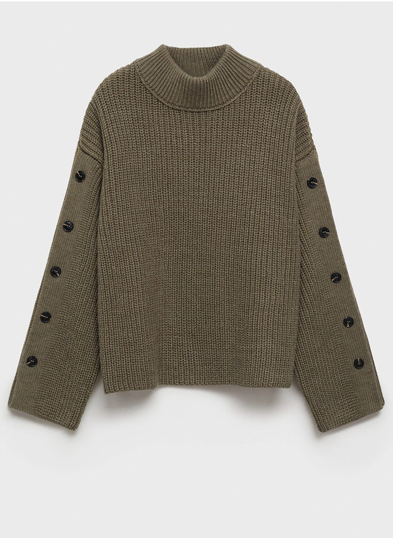 Buttons Detail Knit Sweater