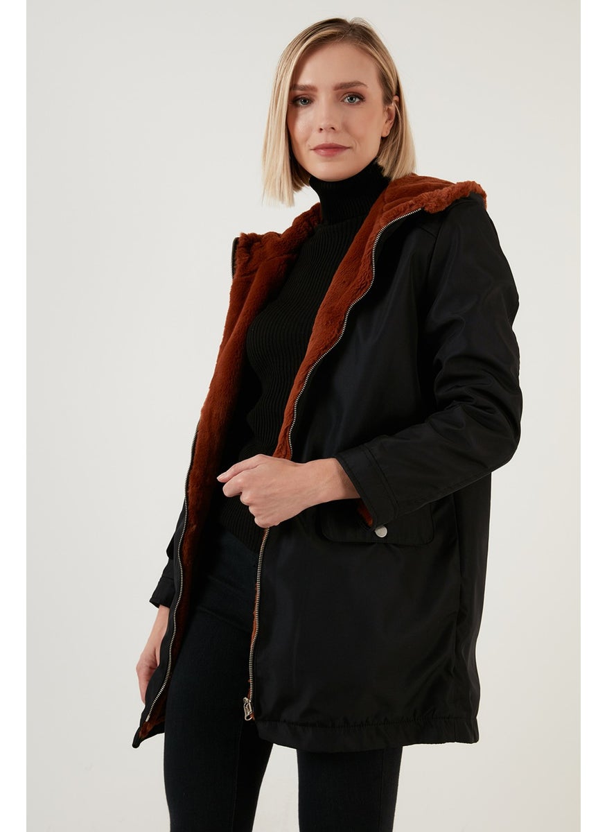 Double Sided Regular Fit Faux Fur Inside Pocket Coat Women's Coat 6238067