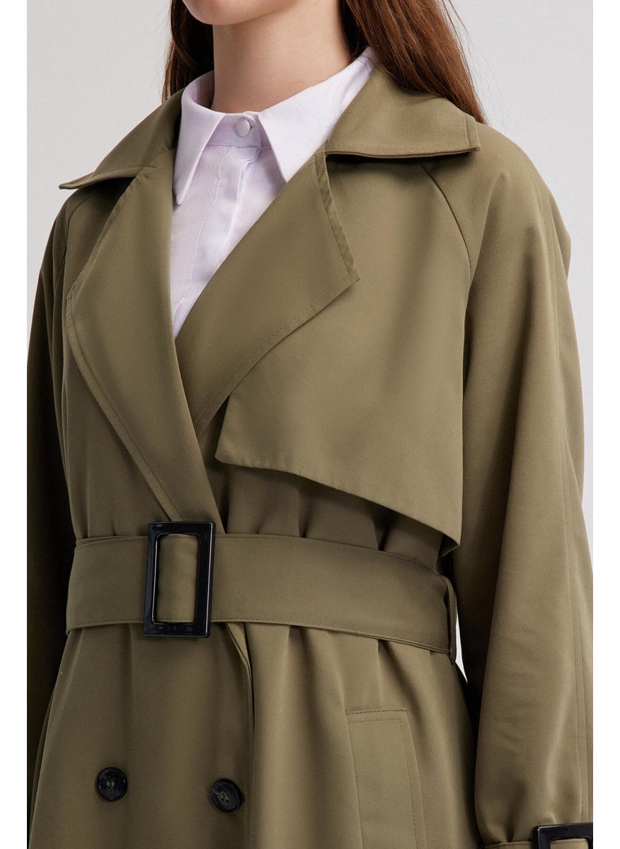 Oversized Trench Coat with Buckle Detail