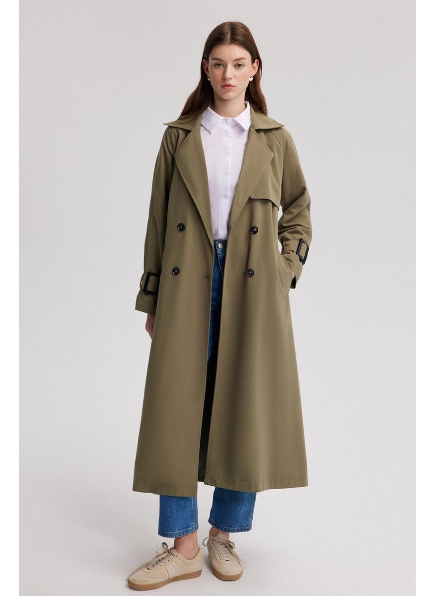 Oversized Trench Coat with Buckle Detail