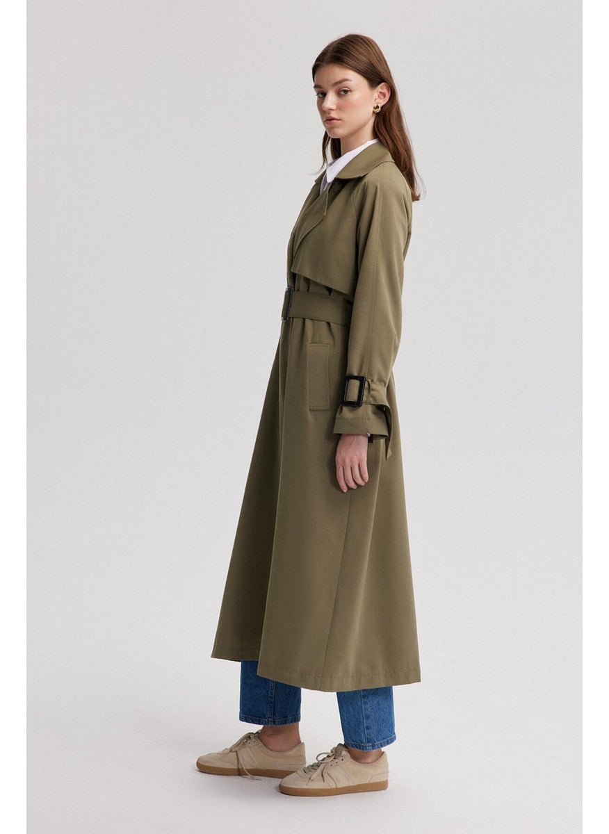 Oversized Trench Coat with Buckle Detail