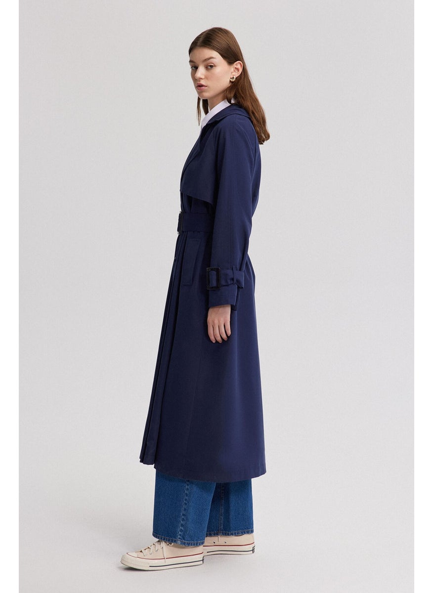 Oversized Trench Coat with Buckle Detail