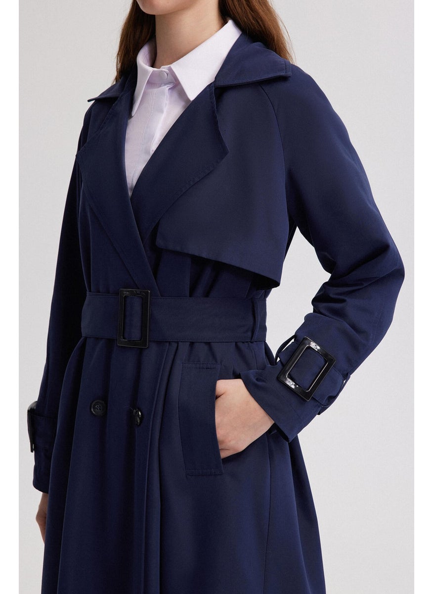 Oversized Trench Coat with Buckle Detail