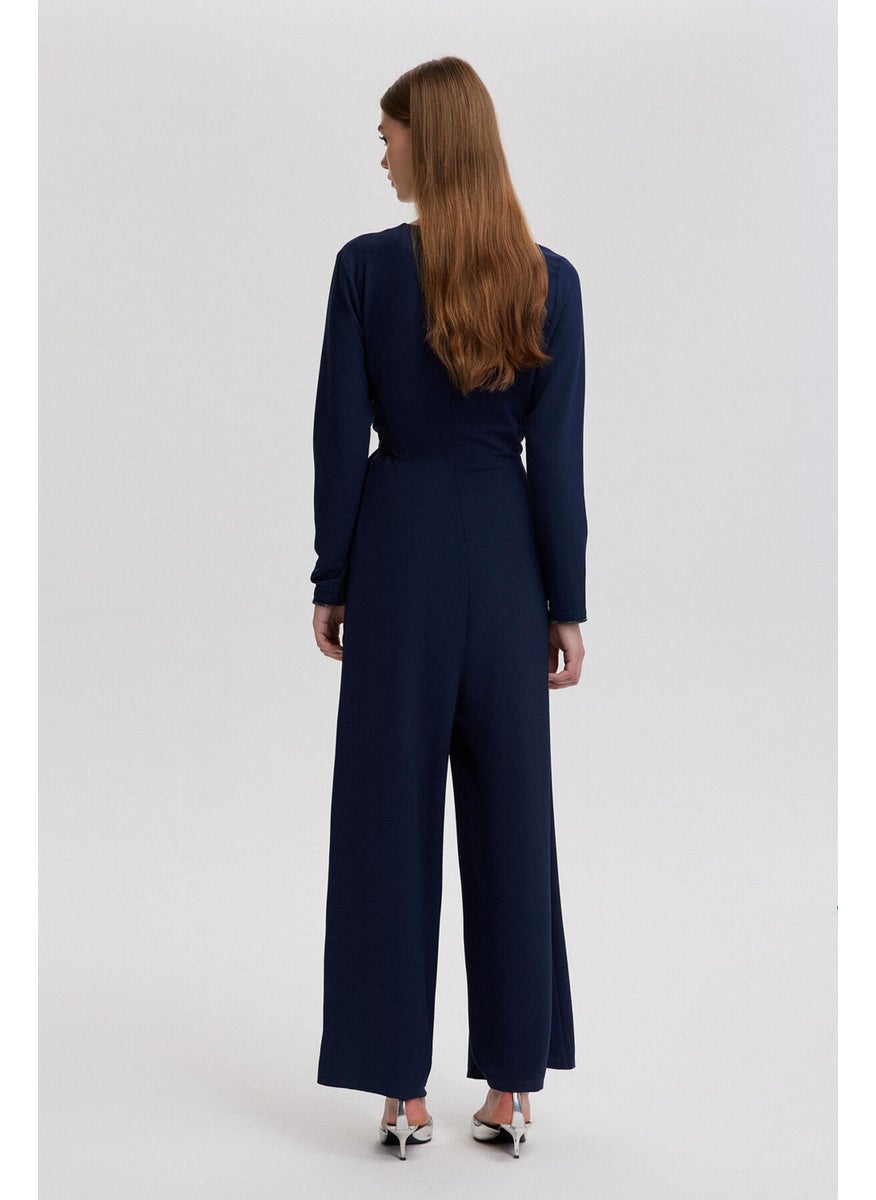 Crepe Jumpsuit with Tie Detail